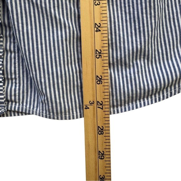 Talbots Women’s Plus Size 1X Blue/White Ruffle Collar Striped Long Sleeve Shirt - Picture 7 of 8